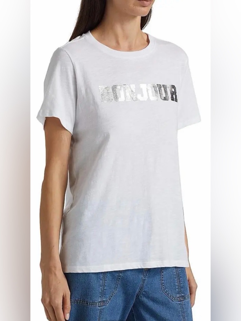 Cinq a Sept Bonjour Au Revoir Foil T-Shirt - Picture 3 of 5